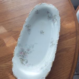 Vintage T & V France Long Serving Dish Flowers